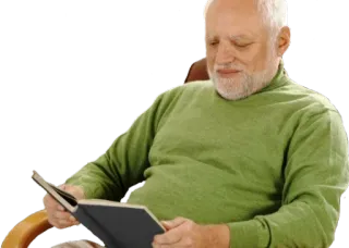 📚 Hide the Pain Harold, reading, meme, elderly man, internet meme telegram sticker