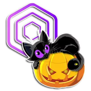 👽 стикер, Хэллоуин, черный кот, тыква, милый, мультфильм whatsapp sticker