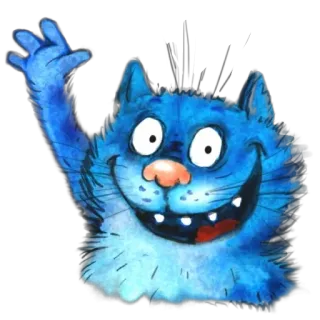 😺 blue cat, cartoon cat, waving, friendly, animal, character telegram sticker