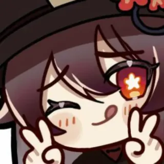 ✌️ Hu Tao Genshin Impact Anime, Spiel, Süß, Frieden, Zwinkern whatsapp sticker