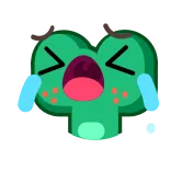 😭 ridere, piangere, emoji, cartone animato, verde whatsapp sticker