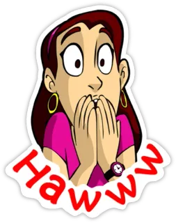 😱 HAWWW Cartone animato, Donna, Scioccata, Espressione, Sorpresa whatsapp sticker
