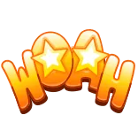 🤩 WOAH wow, unglaublich, sterne, orange, cartoon whatsapp sticker