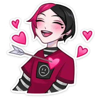 💘 sticker, herzen, pfeil, cartoon, liebe, emo whatsapp sticker