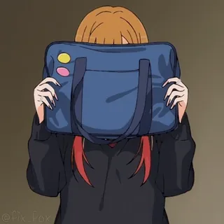 😁 สาวอนิเมะ, กระเป๋านักเรียน, นักเรียน, ขี้อาย, ภาพเหมือน, ผมยาว telegram sticker