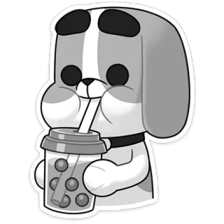 🧃 dog, boba, drink, cartoon, cute, pet telegram sticker