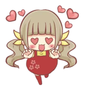 ❤ corações, amor, fofo, menina, desenho animado, kawaii telegram sticker