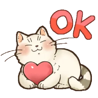 👍 OK chat, ok, d'accord, cœur, mignon, approbation telegram sticker
