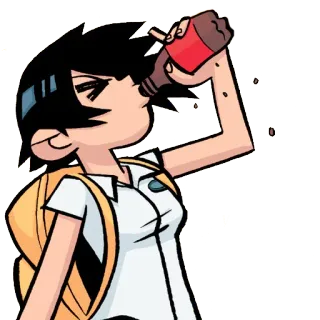 🍼 Ramona Flowers Scott Pilgrim vs. the World drinking, ramona, flowers, scott, pilgrim, anime telegram sticker