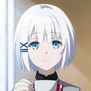 🍁 Anime, Garota, Cabelo Branco, Olhos Azuis, Siesta telegram sticker