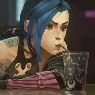 🦋 Jinx Arcane 아케인, 징크스, 리그 오브 레전드, 애니메이션, 파란 머리 telegram sticker