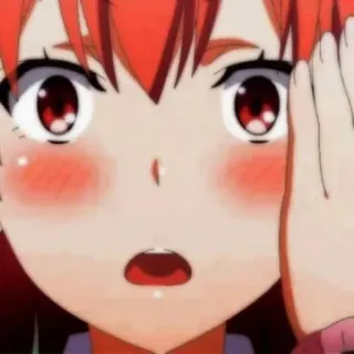 🖇 Anime, Meisje, Schattig, Blozen, Geschrokken, Rood haar telegram sticker