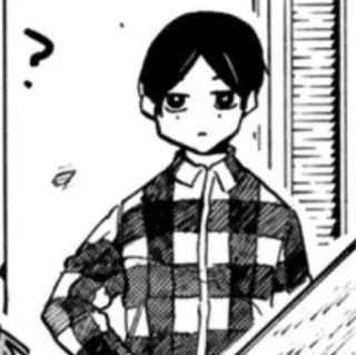 🛹 ? anime, manga, signo de interrogación, blanco y negro, personaje, camisa de cuadros telegram sticker
