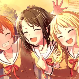 😀 Anime, Chicas, Uniforme escolar, Amigos, Sonrisa telegram sticker