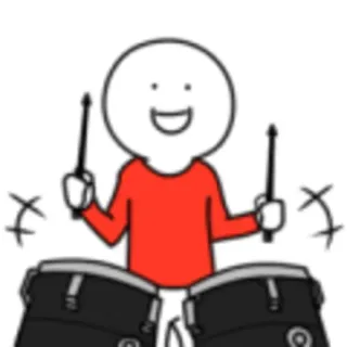 🥁 drummer, music, drums, instrument, cartoon, stick figure whatsapp sticker