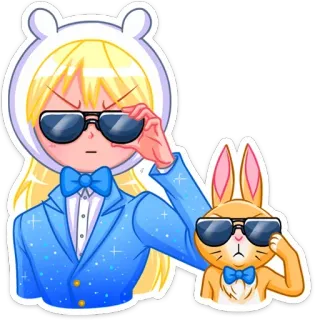 😎 desenho animado, óculos de sol, anime, terno, coelho, personagem, adesivo telegram sticker