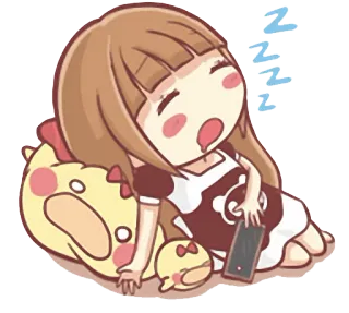 😴 zzz Cartoon, schlafend, Mädchen, Kissen, zzz, müde, süß, Anime telegram sticker