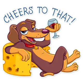 🍷 CHEERS TO THAT! หมา, ไวน์, ชีส, ดัชชุน, ฉลอง, ไชโย telegram sticker