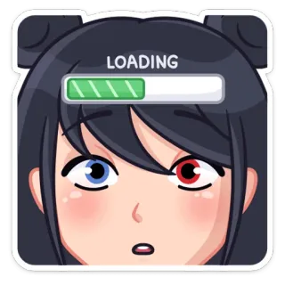 🤔 LOADING chargement, animé, fille, attente, progression, internet, ordinateur telegram sticker