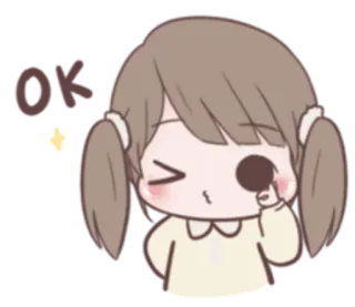 👌 OK ok, menina, anime, desenho animado, fofo, aprovação whatsapp sticker