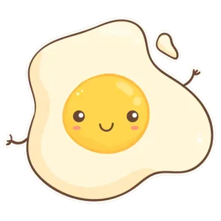 😆 ovo, comida, fofo, café da manhã, ovo frito, kawaii, desenho animado telegram sticker
