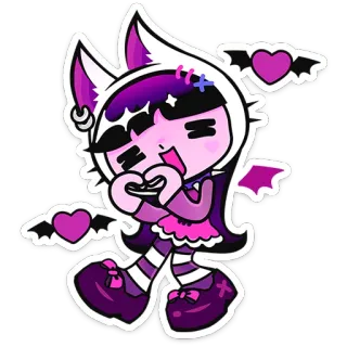 ⭐ lindo, dibujos animados, gótico, vampiro, corazón, murciélago telegram sticker
