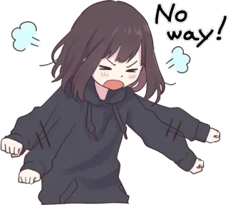 😠 No way! 动漫, 女孩, 生气, 沮丧, 难过, 不可能 whatsapp sticker