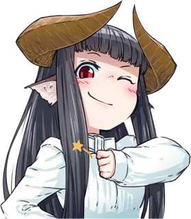 😉 demonio, chica, cuernos, fantasía, anime, elfo whatsapp sticker