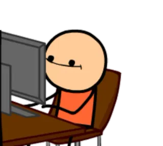 🙂 การ์ตูน, คนไม้ขีด, คอมพิวเตอร์, เดสก์ท็อป, โต๊ะทำงาน, Cyanide and Happiness telegram sticker