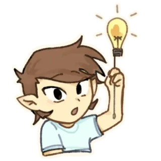 💡 Dibujo animado, Bombilla, Idea, Personaje, Elfo telegram sticker