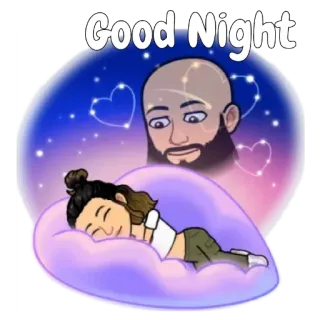 😍 Good Night спокойной ночи, спать, сон, звезды, мультфильм, анимированный, любовь, сердца telegram sticker