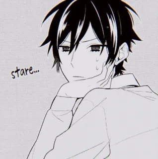 🖤 stare... Anime, Manga, Starren, Junge, Monochrom telegram sticker