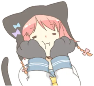 😑 Anime, Gato, Garota, Kawaii, Fofo, Desenho animado telegram sticker