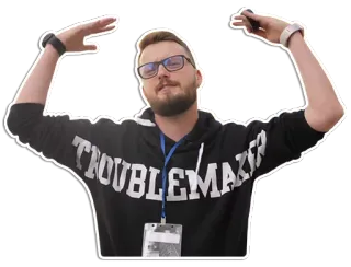 😎 TROUBLEMAKER Mann, Unruhestifter, Hoodie, Brille, Sticker whatsapp sticker