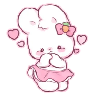 📩 lindo, conejo, kawaii, dibujos animados, rosa, corazón telegram sticker