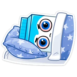 😴 schläfrig, müde, Cartoon, Bett, Kissen, Decke whatsapp sticker