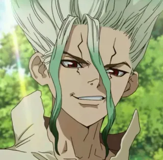 😏 Senku Ishigami Dr. Stone Anime, Dr. Stone, Senku, Personaggio, Cartone animato telegram sticker