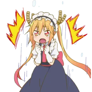 😢 Tohru Miss Kobayashi's Dragon Maid アニメ, ドラゴン, メイド, トール, かわいい, ステッカー telegram sticker