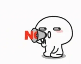 😂 NO no, rifiuto, diniego, cartone animato, megafono, espressione telegram sticker