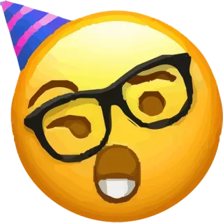 🥳 Emoji, Partyhut, Feier, Brille, Nerd whatsapp sticker