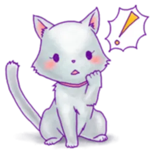 ❗ Katze, Tier, Aufkleber, süß, aufmerksam, Ausruf, weiß, rosa telegram sticker