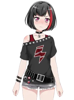 😳 Ran Mitake BanG Dream! Anime, Chica, Banda, Punk, Rojo, Negro telegram sticker
