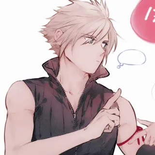 🥢 Cloud Strife Final Fantasy VII Cloud Strife, Final Fantasy VII, anime, video game, blonde hair, serious, illustration telegram sticker