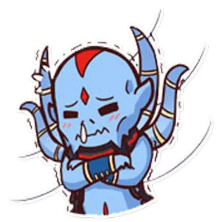 😞 Dessin animé, Fantaisie, Monstre, Bleu, Mignon telegram sticker