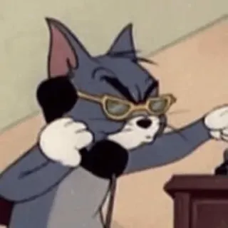 ☎ Tom Cat Tom and Jerry desenho animado, gato, óculos, bravo, engraçado telegram sticker