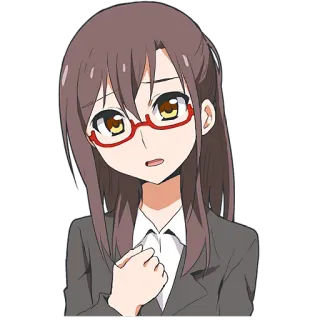 🥺 Anime, Mulher, Óculos, Desenho animado, Personagem, Feminino, Garota telegram sticker