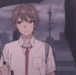 💚 Anime, Homme, Uniforme scolaire, Parapluie telegram sticker