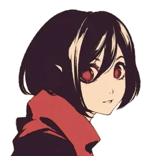 😍 anime, dibujos animados, retrato, chica, ojos rojos telegram sticker