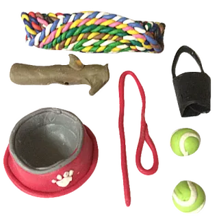 👜 dog toy, pet supplies, dog bowl, tennis ball, dog leash, rope toy, pet toy telegram sticker