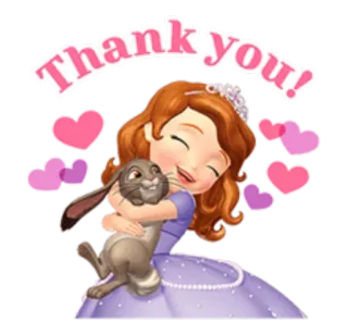 🙏 Sofia the First Thank you! merci, sofia la première, princesse, dessin animé, lapin telegram sticker